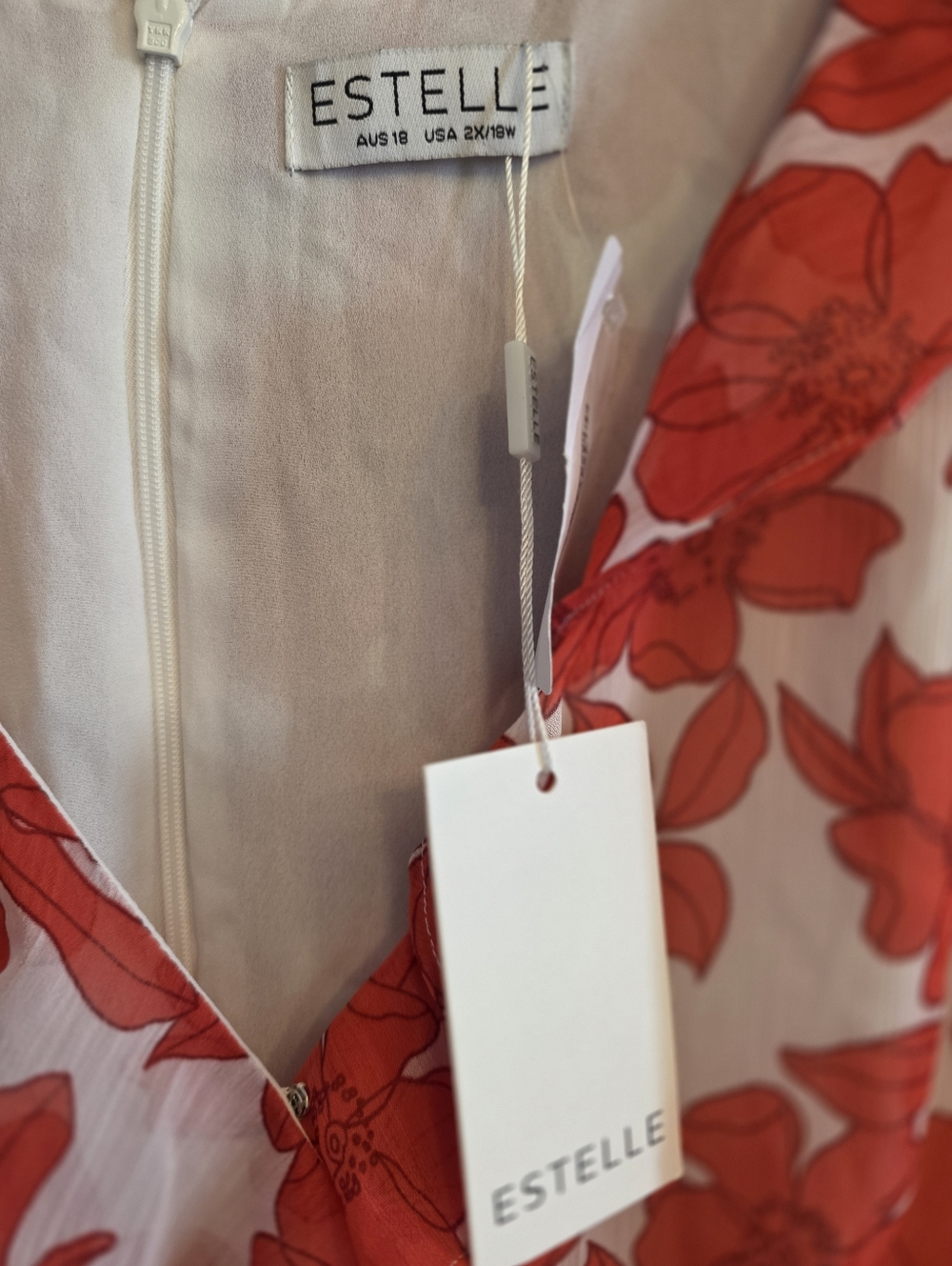 ESTELLE Poppy Print Faux-Wrap Dress Size 2X/18W NWT - Picture 3 of 5